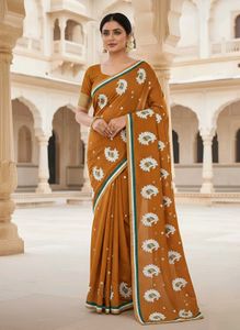 Elegant Brown 🤎 Paisley Saree