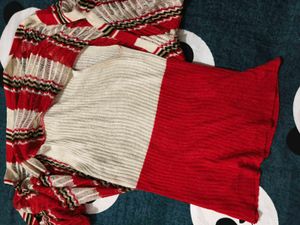 Striped Red Poncho Top