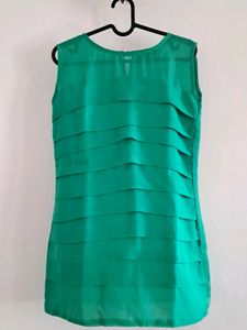 Green Pleated Mini Dress