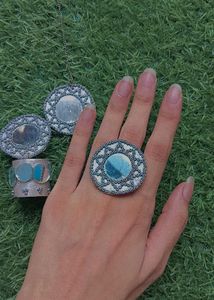 Boho Sliver Mirror Rings &amp; Bracelet Set
