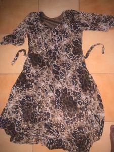 Stylish Brown Print Dress