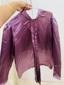 Mauve Satin Shirt For Office Wear