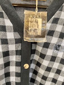 Checked Knit Cardigan