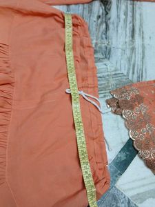 Peach Kurta set with dupatta and pant