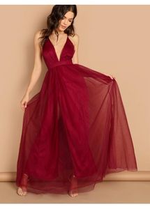 Burgundy Slit Maxi Dress