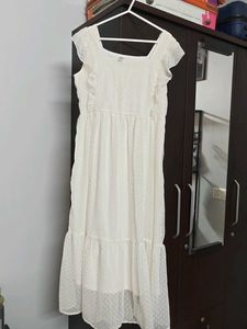 White Tiered Midi Dress