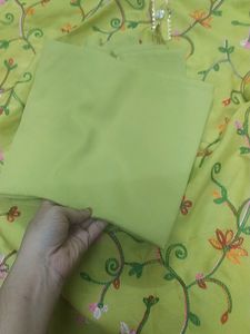 Parrot Green With Multi Thread Embroidery