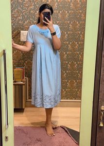 Korean Label Zhong Hao Medium Blue Casual Dress