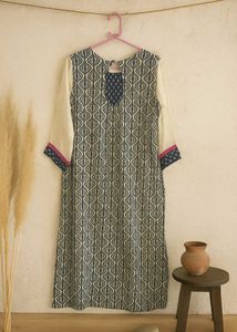 ✨ Multicolored Embroidered Kurta with Net Sleeves