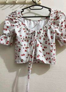 Floral Print Tie-Front Top