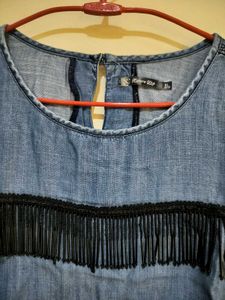 Denim Fringe Top