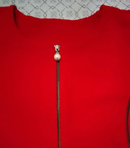 Red Front Zip Top
