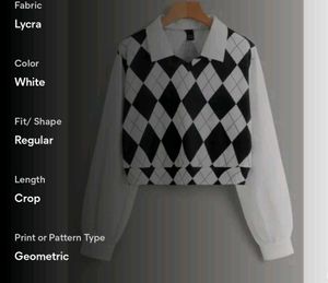 Geometric pattern Full Sleeves Crop Top