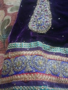 Purple Velvet Lehenga Skirt