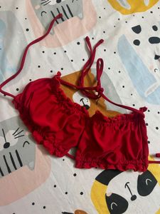 Red Ruffle Bikini