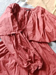 Red Dress with Cape Sleeves