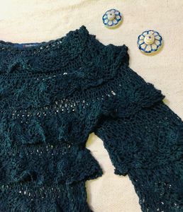 Black Wool Mesh Top