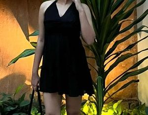 Chic Black Halter Mini Dress