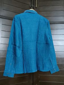 Zodiac Men Blue Pure Linen Shirt