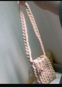 cute handmade crochet bag with charm