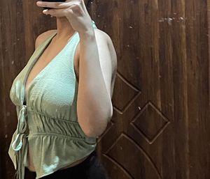 Green Front-tie Top