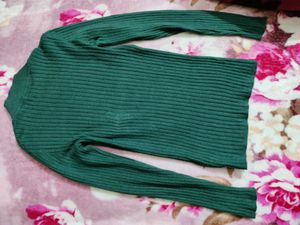 Green Ribbed Knit Top