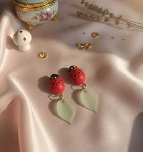 Ladybug Leaf Earrings