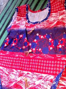 Red &amp; Blue Patterned Dress