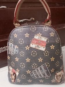LV Brown Leather Small Backpack cum hand bag...
