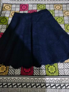 Denim Scalloped Mini Skirt