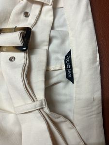 Wide-Leg White Belted Pants