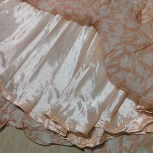 🌸 Elegant Peach Floral Anarkali Gown