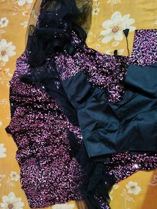 Sparkling Black & Pink Sequin Lehnga