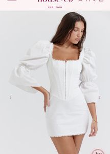 House of CB Matilda White Puff Sleeves Mini Dress