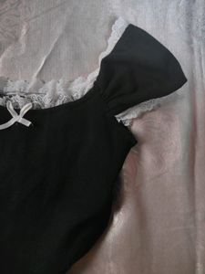 Black Corquette Top With Y2k Hearts Necklace 🖤🌼