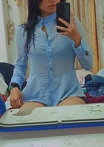 Cute Blue Button-Up Top