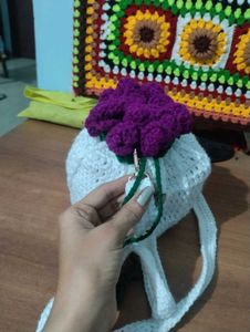 Crochet rose potli bag