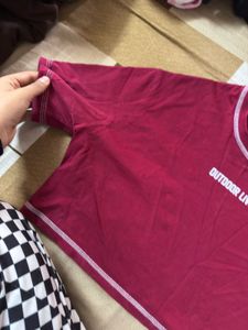 Burgundy Cropped T-Shirt