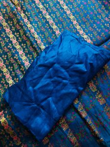 Pure Katan Silk Saree Blouse in Deep Blue 80cm