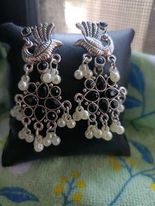 Oxidised Peacock Earrings