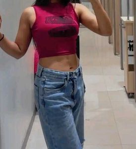 Red Graphic Crop Top