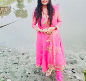 very pretty pink heavy anarkali salwar suit