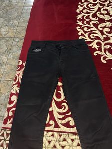 Black Denim Straight Leg Jeans