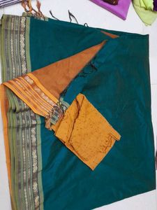 Peacock Green Kalyani Cotton Silk Saree