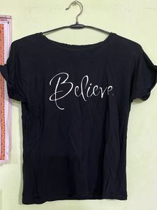 Black &#39;Believe&#39; Graphic Tee