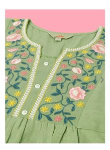Green Floral Embroidered Top