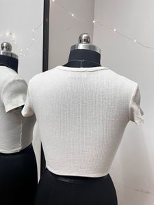 Bershka White Ribbed Top