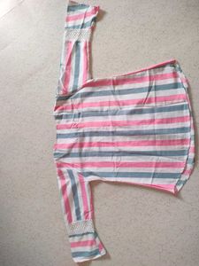 Striped Casual Top with Lace Detail