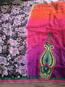 Multi Floral Print Saree 💝