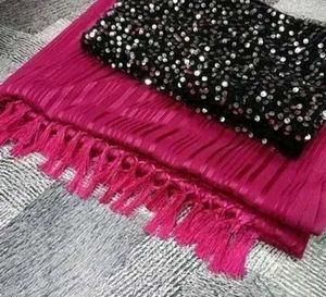 Pink Striped Saree with Sequin Blouse